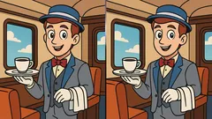 パズル：執事の絵にある違いをすべて23秒で見つけよう